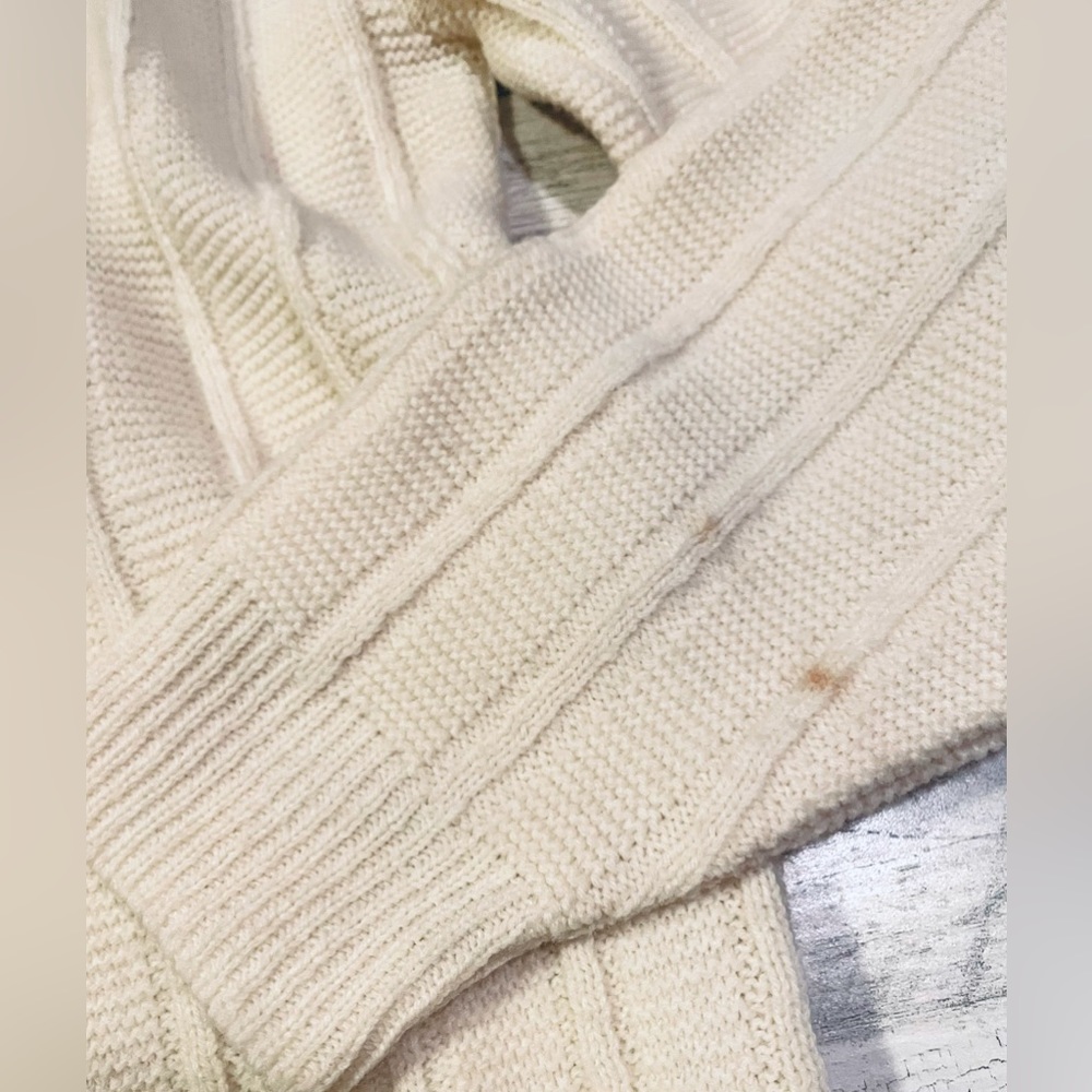 Vintage Wintuk Orlon Drummond Acrylic Cream Leather Button Grandma‎ Cardigan USA - Picture 4 of 10